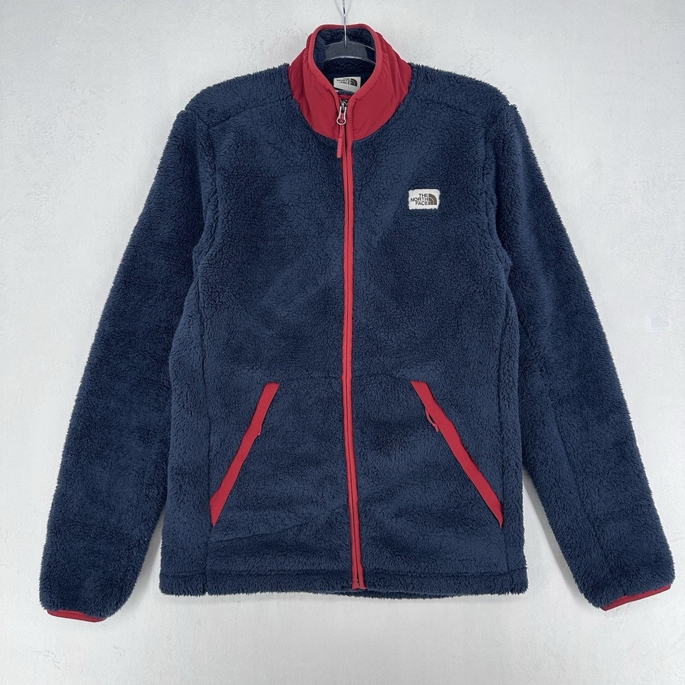 The North Face Campshire Fleece Jacket Mens‎ S Navy Blue Red Accents Full Zip